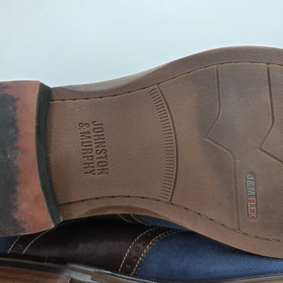 J&M Johnston & Murphy Oxford Blue Suede Shoes Mens 13 M Lace Up Classic Preppy - Picture 9 of 11